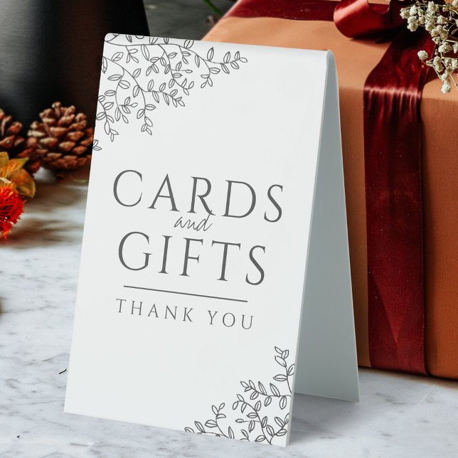 Charcoal gray leaf wedding sign cards and gifts (Creator Uploaded)