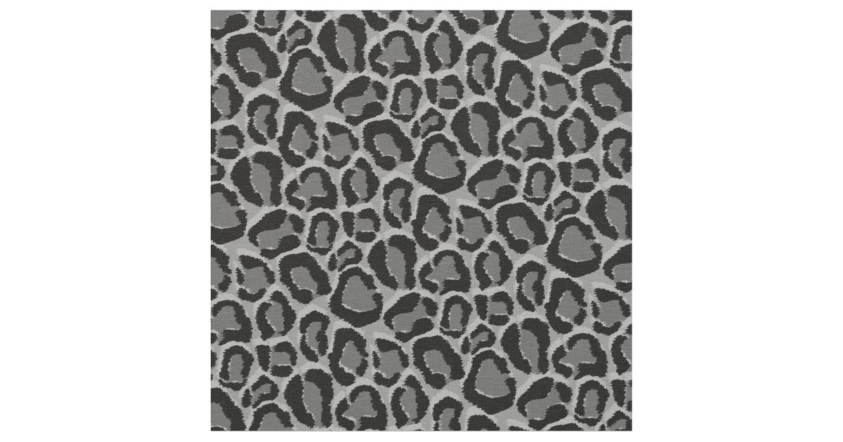 Charcoal Gray Leopard Animal Print Fabric | Zazzle