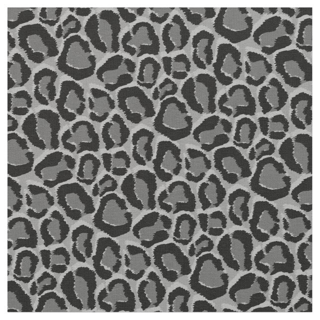 Charcoal Gray Leopard Animal Print Fabric (Close Up)