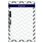 Charcoal Gray Lg Chevron Navy Blue Name Monogram