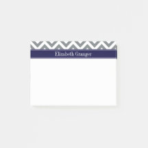 Charcoal Gray Lg Chevron Navy Blue Name Monogram