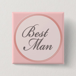 Charcoal gray light pink Best Man button