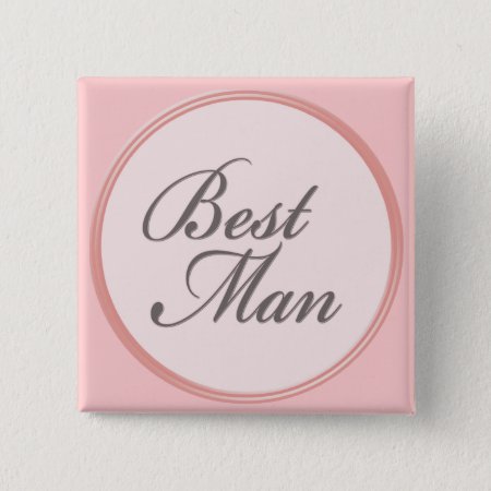 Charcoal Gray Light Pink Best Man Button