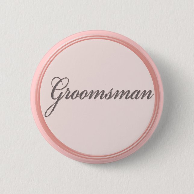Charcoal gray light pink Groomsman button (Front)