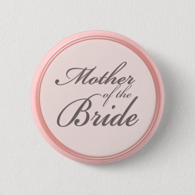 Charcoal gray light pink Mother of the Bride Button (Front)