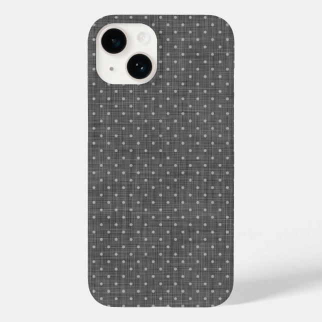 Charcoal Gray Linen Texture and Cute Polka Dots Case-Mate iPhone Case (Back)