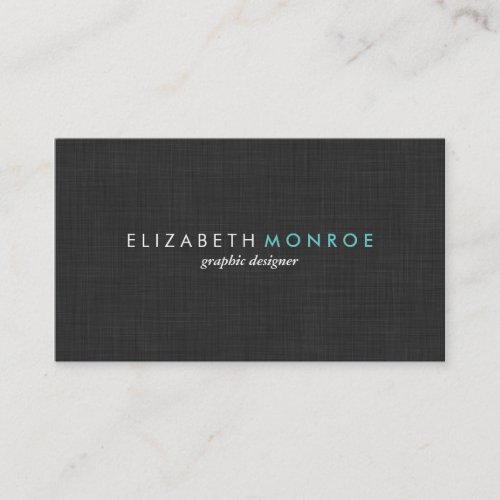 Charcoal Gray Linen Texture Sleek Simple Business Card