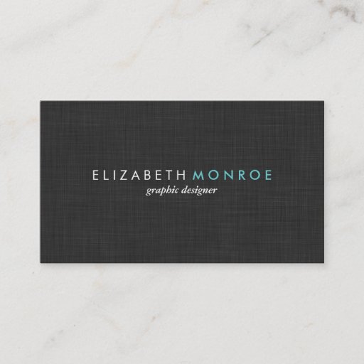 Customizable Charcoal Gray Linen Texture Sleek Simple Business Card
