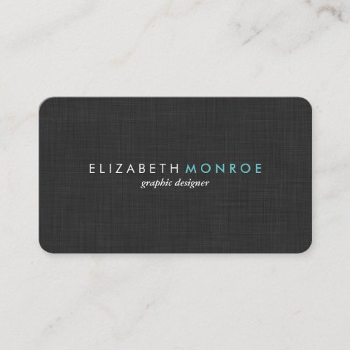 Charcoal Gray Linen Texture Sleek Simple Business Card