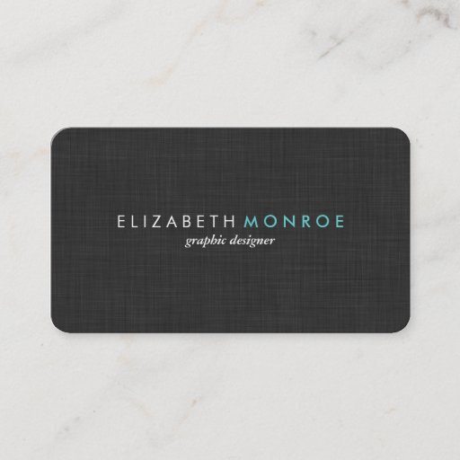 Customizable Charcoal Gray Linen Texture Sleek Simple Business Card