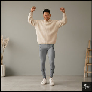 Charcoal Gray Minimal Woven Knot Tile Pattern Leggings