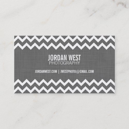 Charcoal Gray Modern Chevron with Linen Texture Business Card Templates
