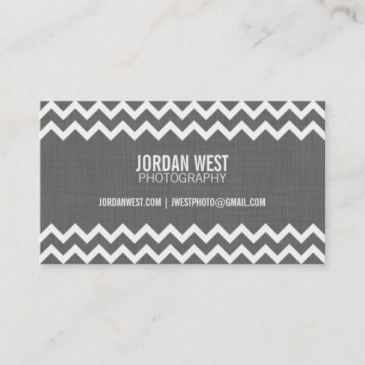 Customizable Charcoal Gray Modern Chevron with Linen Texture Business Card Templates