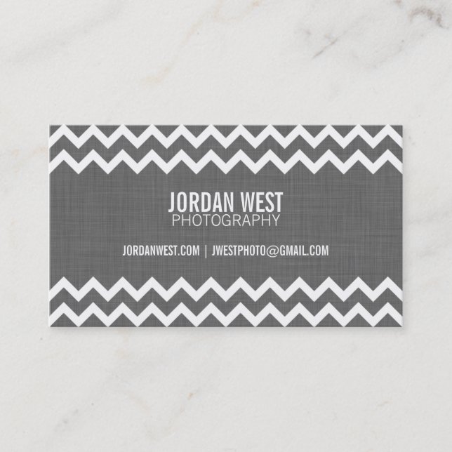 Charcoal Gray Modern Chevron Business Card (Front)