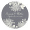 Charcoal Gray Modern Floral Wedding Heart Seal