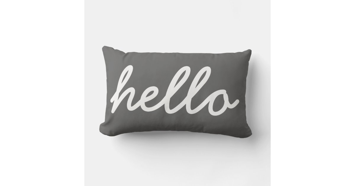Charcoal Gray Modern Hello Throw Pillow Zazzle