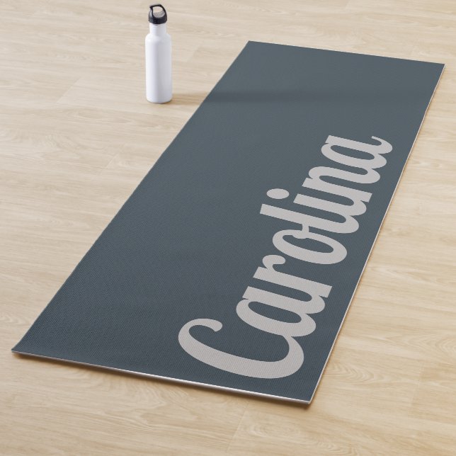 Charcoal Gray Modern Name | Stylish Simple Yoga Mat (In Situ)