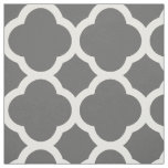 Charcoal Gray Modern Quatrefoil Large Scale Fabric