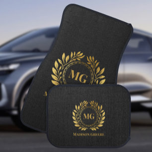 Charcoal Gray Monogram Luxury Personalized Car Floor Mat