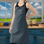 Charcoal gray monogram name business apron<br><div class="desc">A classic charcoal gray background. Personalize and add your monogram initials and name. Modern white block letters.</div>