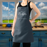 Charcoal gray monogram name business  apron<br><div class="desc">A charcoal gray background. Personalize and add your first name,  monogram initials and full name.  Use your back space key to delete if you want the apron without your full name.</div>