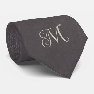 Charcoal Gray Monogram Neck Tie
