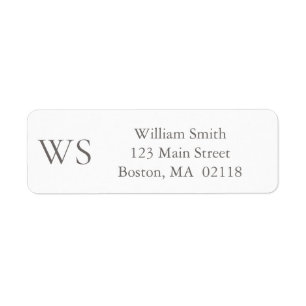 Charcoal Gray Monogram Return Address Label