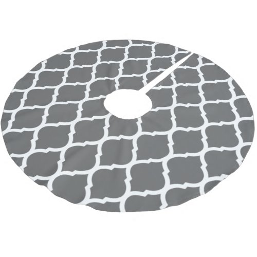 Charcoal Gray Moroccan Quatrefoil Brushed Polyester Tree Skirt