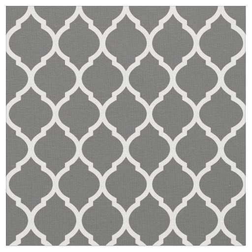 Charcoal Gray Moroccan Quatrefoil Fabric