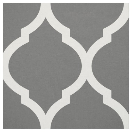 Charcoal Gray Moroccan Quatrefoil Large Scale Fabric