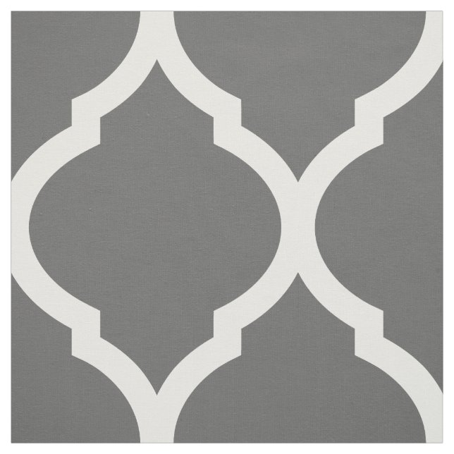Charcoal Gray Moroccan Quatrefoil Large Scale Fabric (Swatch)