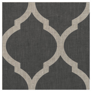 Charcoal Gray Moroccan Quatrefoil Large Scale Fabric