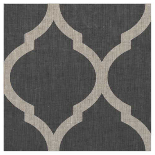 Charcoal Gray Moroccan Quatrefoil Large Scale Fabric