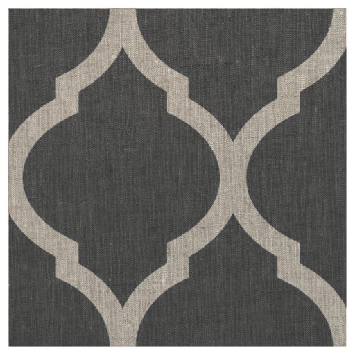 Charcoal Gray Moroccan Quatrefoil Large Scale Fabric