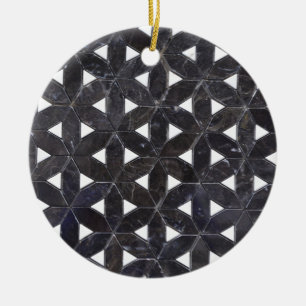 Charcoal Gray Mosaic flower of life pattern Ceramic Ornament