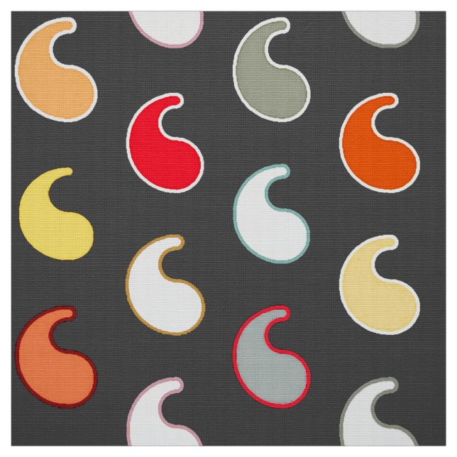 Charcoal gray multi, outlined paisley fabric (Swatch)