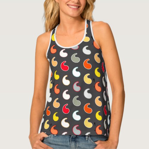 Charcoal gray multi outlined paisley tank top