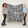 Charcoal Gray Name Collage Personalized Fleece Blanket
