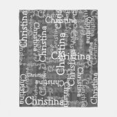 Charcoal Gray Name Collage Personalized Fleece Blanket (Front)