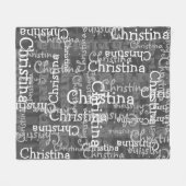 Charcoal Gray Name Collage Personalized Fleece Blanket (Front (Horizontal))