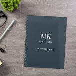 Charcoal gray name monogram 2025 planner<br><div class="desc">A charcoal gray background color,  white text.  Personalize and add your first name,  monogram initials and full name,  a title year 2025 (or any year).</div>