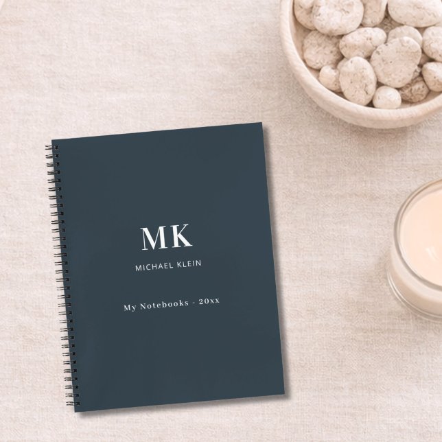 Charcoal gray name monogram notebook (Creator Uploaded)