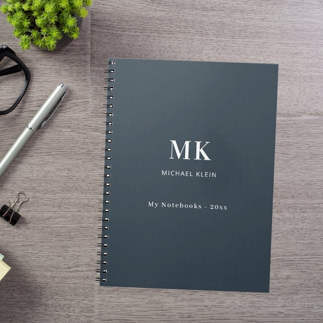 Charcoal gray name monogram notebook (Creator Uploaded)