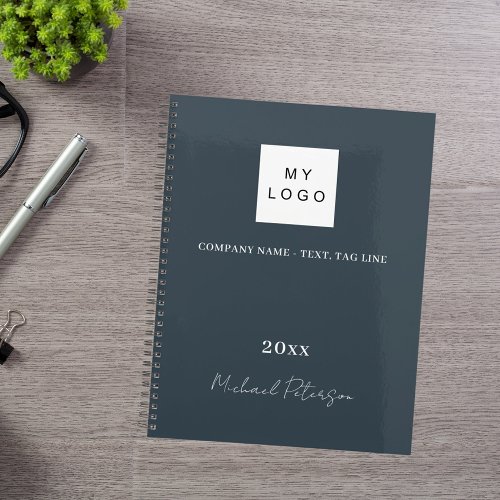 Charcoal gray name script business logo 2025 planner