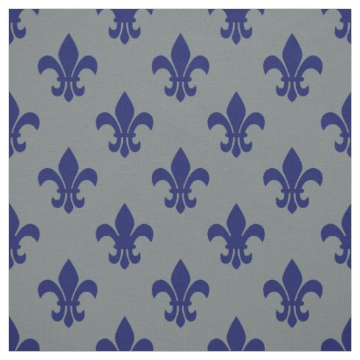 Charcoal Gray, Navy Blue Fleur De Lis Pattern Sz6 Fabric