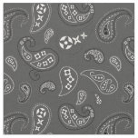 Charcoal Gray Paisley Western Bandana Print Fabric