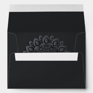 Charcoal Gray Papercut Mandala Wedding Envelope