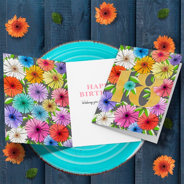 Charcoal Gray Personalized 18th Birthday Floral Card (Creator Uploaded)