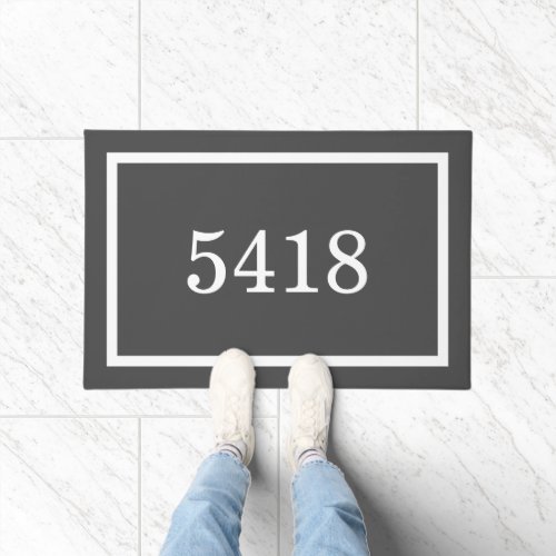 Charcoal Gray Personalized Address Number Doormat