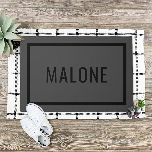Charcoal Gray Personalized Family Name Doormat (Creator Uploaded)